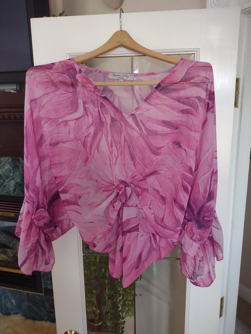 Ramona LaRue Tootsie Top Fuscia Petals Chiffon Ruffle